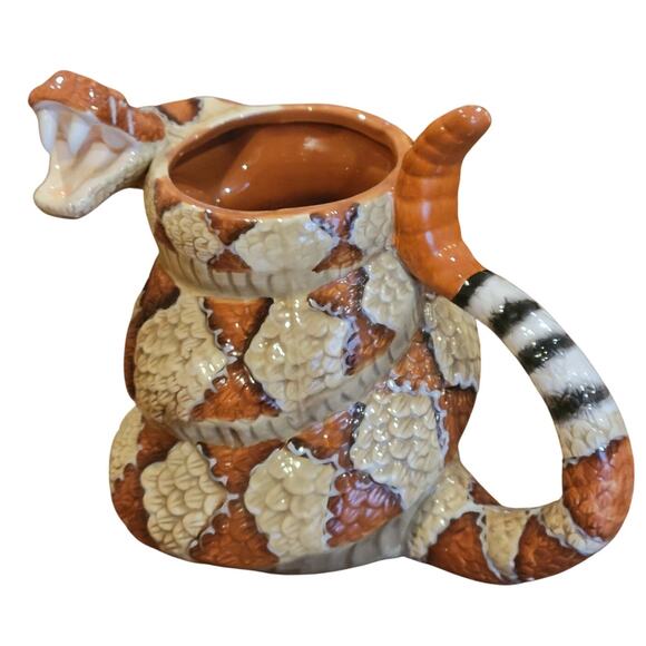 Vintage Coiled Striking Western Diamondback Rattlesnake Coffee Mug - Picture 1 of 9